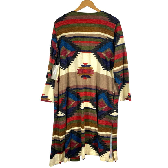 Ali Miles Cardigan Duster Sweater Size Large NEW Southwestern Navajo Cabincore - Picture 3 of 15